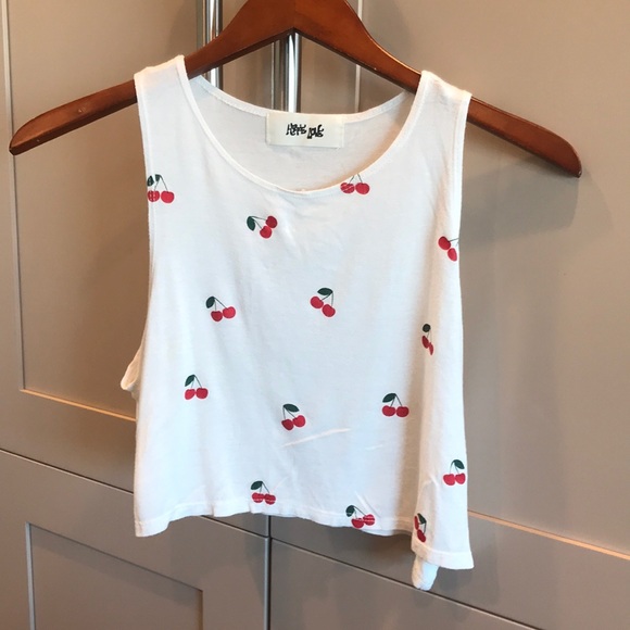 Cherries crop tank loose fit scoop SO CUTE CHERRY - Picture 3 of 5